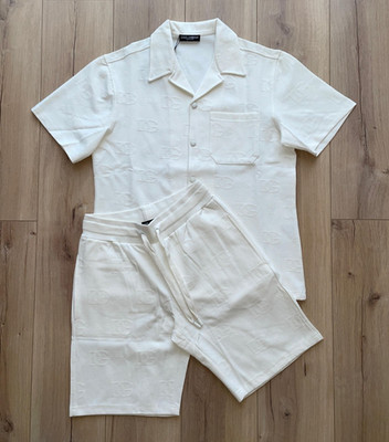 Small Dolce&Gabbana Men`s White DG Monogram Shirt & Shorts Set