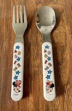 Vintage Child Spoon Fork Silverware Mini Mickey Minnie Disney