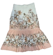 Calypso St. Barth Women's 10 Linen Blend Midi Skirt Boho Cottage Grandma Core 