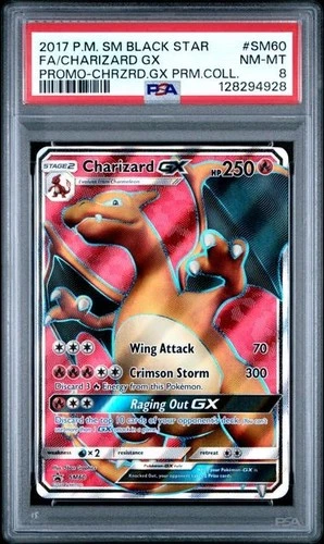 2017 POKEMON SM BLACK STAR PROMO SM60 FA/CHARIZARD GX PROMO PSA 8
