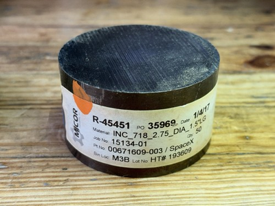 #ad Inconel 718 round bar 2.75quot; OD 1.5” Long Inco 718 2 3 4” x 1 1 2” Alloy Nickel $100.00