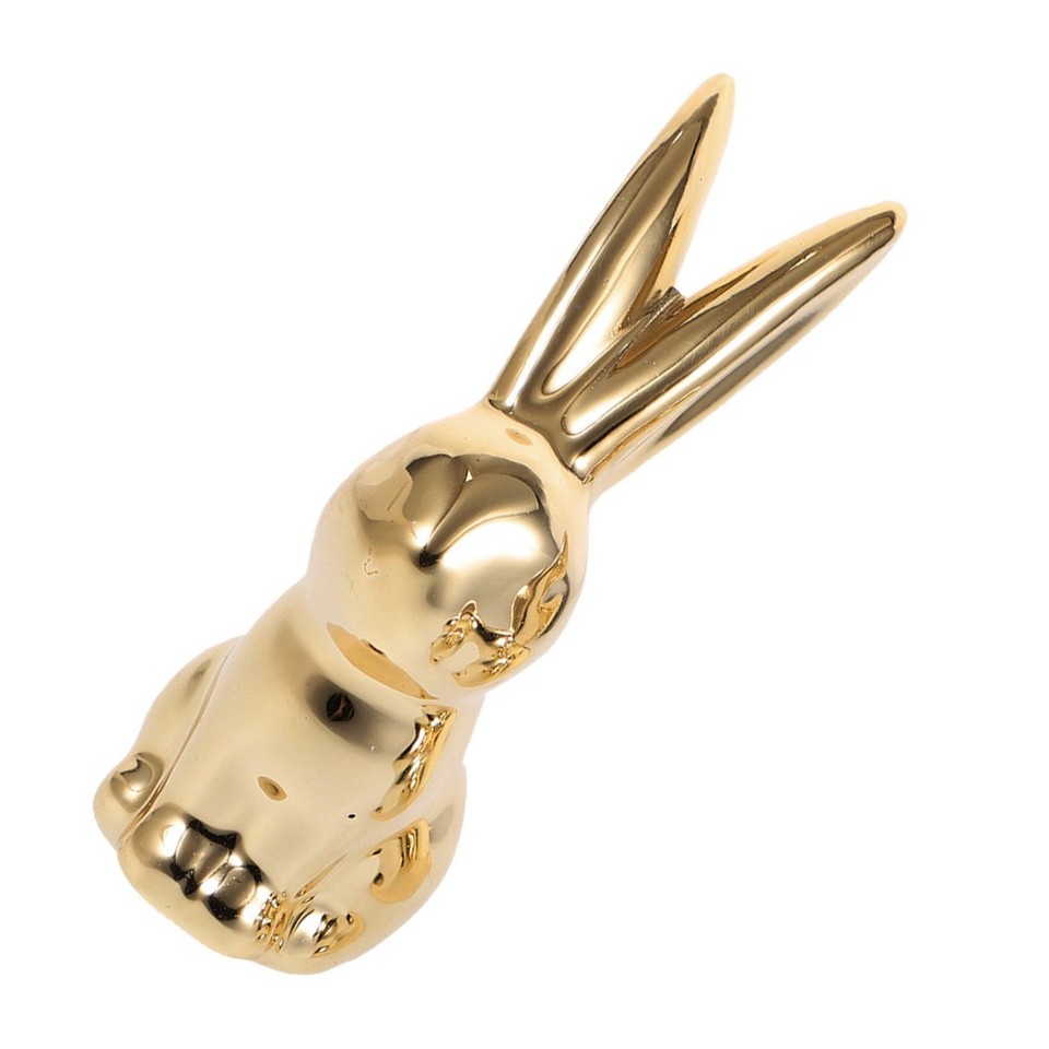 Red Ceramic Rabbit Ceramic Rabbit Statue Golden Decorative Figure for Desk and Shelf ...