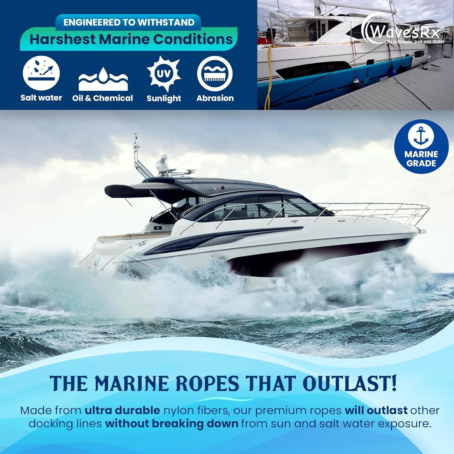 Ultimate Docking Solution: Double Braided Nylon Ropes for Boats | 2 Count