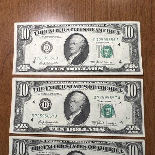 5 Consecutive 1969A $10 Federal Reserve Notes D Cleveland Crisp Uncirculated - Picture 2 of 7