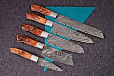 CUSTOM MADE FORGED DAMASCUS STEEL CHEF SET KITCHEN KNIVES M 132