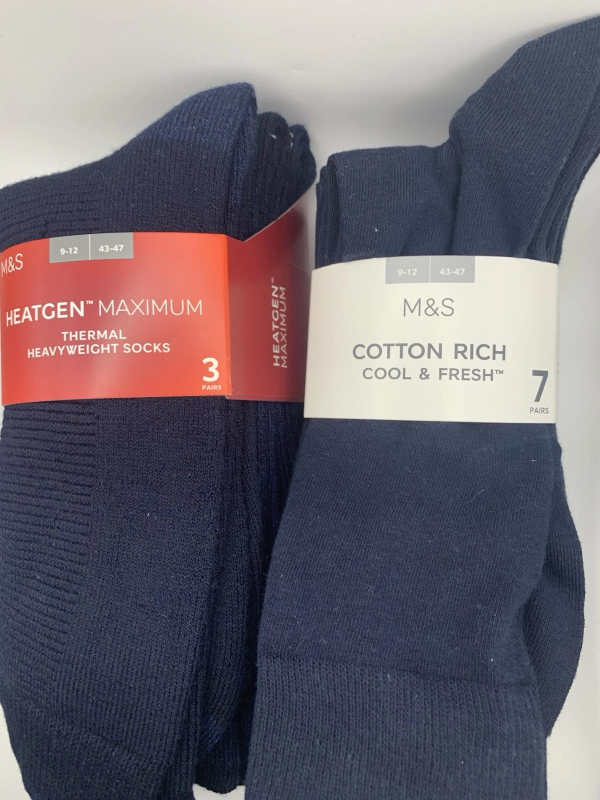 M&S Mens Sock Bundle x10 Pair 7x Cotton Rich 3x Thermal Navy 9-12