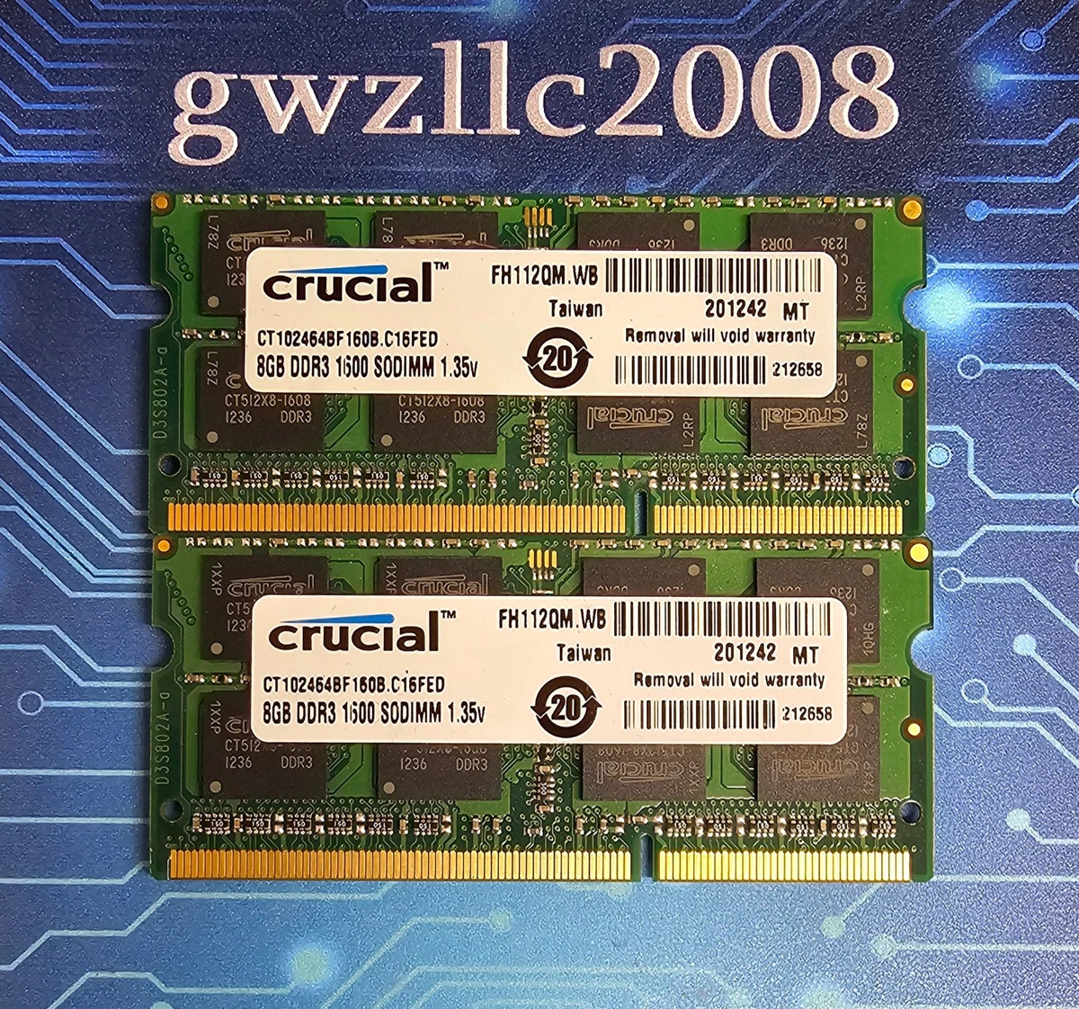 Lot Crucial 16GB 8GB 2Rx8 PC3-12800S DDR3-1600Mhz SODIMM Laptop - Foto 7