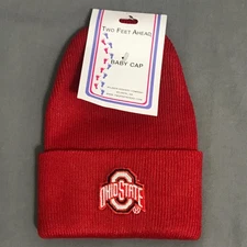 Two Feet Ahead Ohio State Baby Knit Beanie Hat Red Infant Cap New