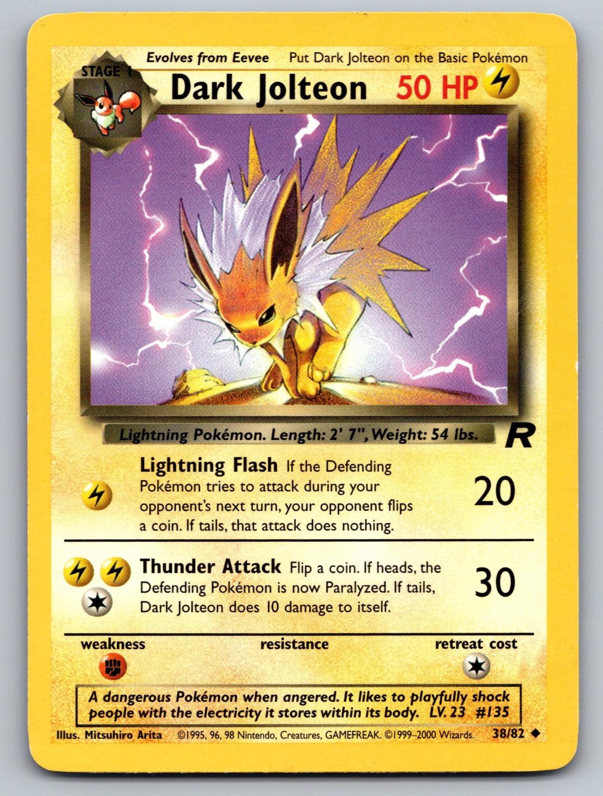 Dark Jolteon 38/82 Uncommon Team Rocket Pokemon Unlimited Near Mint