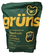 Gruns Adults Super Greens Gummies, Superfood Gummy Bears with Spirulina 224-8 ct