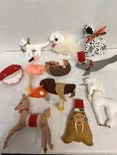 Folk Art Handmade 11 Animal Ornaments