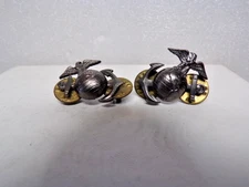 ( 2) US Marine Corps Black Metal Lapel Hat Pin Anchor Eagle Globe Anchor