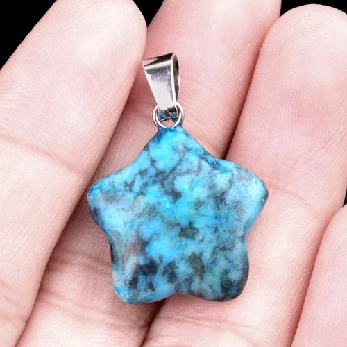 Natural Crystal Blue Crazy Lace Agate Star Pendant Necklace Heal stone 1pc#