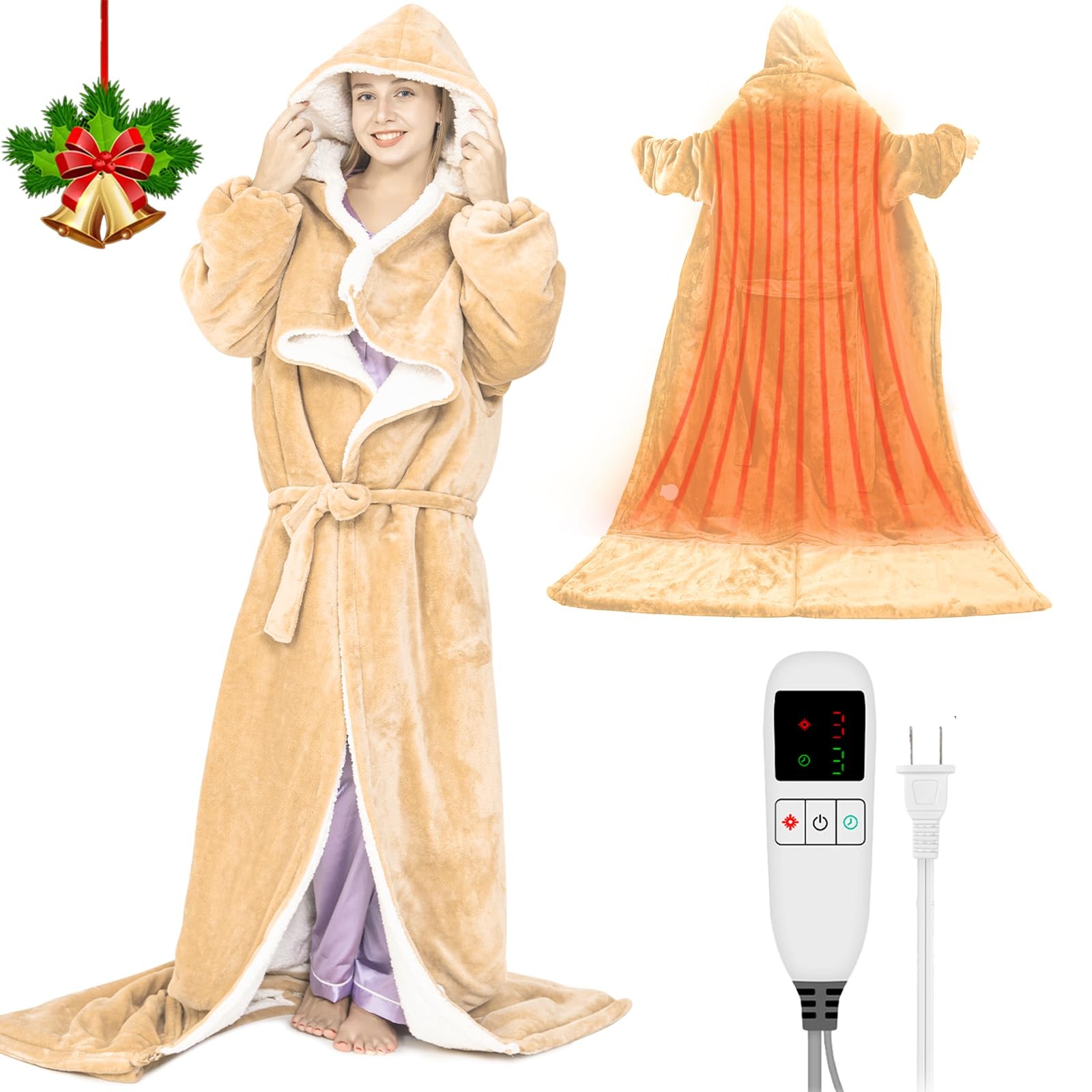 Electric Snuggle Blanket Wearable Heating Blanket with Removable FootPocket,H...