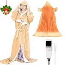 Electric Snuggle Blanket Wearable Heating Blanket with Removable FootPocket,H...