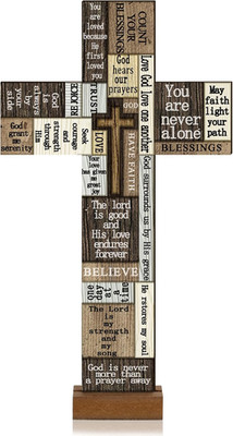 Easter Christians Crossword Wall Sign Words and Saying Wooden Cross with Inspira