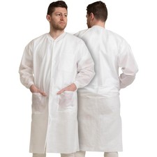 Medical Nation 10 Disposable Lab Coats - White, Knee Length, Unisex