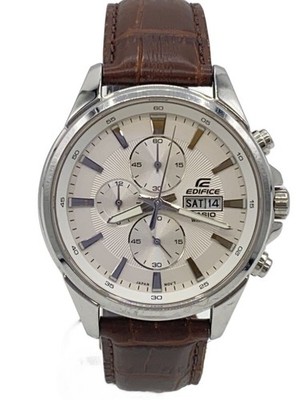 CASIO EFB-509 White Dial Leather Quartz Watch Excellent JAPAN