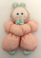 1989-92 Fisher Price SLUMBER BABIES Baby Doll Pink BUNNY Plush Lovey Vintage Toy