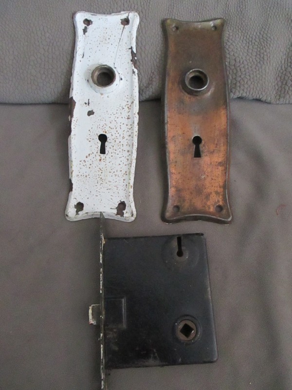 Lot of 3 Old 1870s Victorian Door Lock and Metal Plates