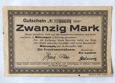 Notgeld Mohrungen w Prusach Wschodnich, Morąg, voucher 20 marek z 10 listopada 1918