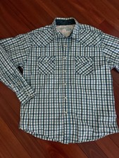 Wrangler Western Shirts Pearl Snap Button Up Long Sleeve Shirt Size Men's Large