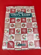 VTG Flannel Back Vinyl Ease Apple Teacher Decorative Tablecloth 52x70 Oblong