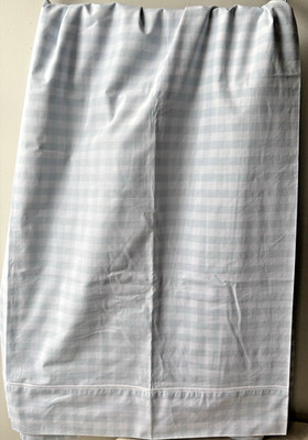 New Serena & Lily White & Baby Blue Check Full Flat Sheet Cotton