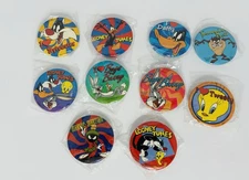 Vintage 1990s KIDS! 10 Looney Tunes Safety Pin Back Buttons WB Daffy Bugs Taz L1