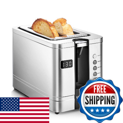 Chefman 2-Slice Digital Toaster, Pop-Up, Stainless Steel, Extra-Wide Slots For B