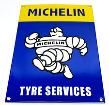 Michelin Man Tyre - Vintage Porcelain Sign - Service Gasoline Motor Oil