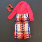 Vintage 70s Barbie Francie #3444 Midi Plaid Dress Shoes