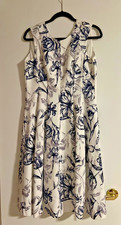 Eliza J floral  ivory and navy blue dress 6