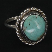 VTG Sterling Silver - NAVAJO Braided Turquoise Cabochon Ring Size 5 - 2.5g