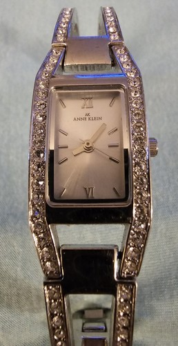 Ann Klein Silver Tone Crystal Studded Small Wrist Watch 10/7139 - Picture 1 of 5