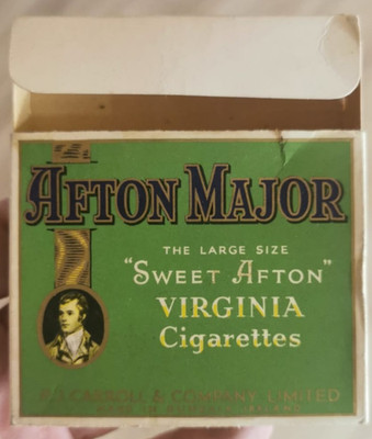 AFTON MAJOR - IRLAND leere 20er Zigarettenschachtel Schachtel
