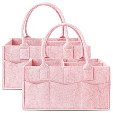 Cute Castle 2 Pack Diaper Caddy Organizer - Portable Baby Large, Pink