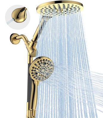 8 Inch Dual Shower Head Combo Rain Handheld 10 Modes Pressure Power Wash 2-in-1