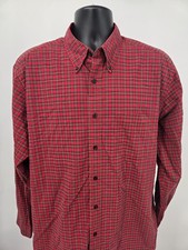 Eddie Bauer Dress Shirt Large Red Plaid Pocket Long Sleeve CButton-Down Men