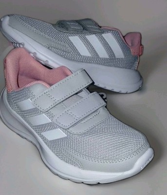 Brand New Adidas Tensaur Run C Size 12K Toddler Shoes White, Gray, And Pink