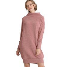 Longline Pink Ribbed Mock Oversize Turtleneck Sweater Dress Size S