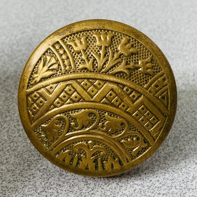 #ad Antique Vtg FC Linde Door Knob Cast Bronze 2 1 4quot; C:1885 Eastlake Floral Geometr $55.00