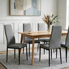 Esszimmerst&uuml;hle 4er Set Polsterst&uuml;hle mit hoher R&uuml;ckenlehne Grau/Schwarz