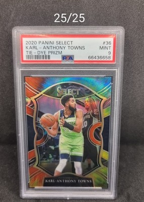 POP 1 (0 HIGHER) PSA 9 2020 SELECT TIE DYE PRIZM 25/25 KARL ANTHONY TOWNS #36.