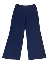 Escada High Rise Wide Leg Dress Pants Trousers Navy Blue Work Career Sz 8 Short
