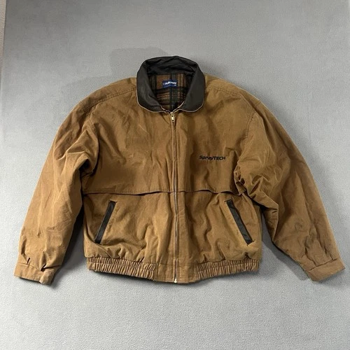 Vintage Holloway Jacket Mens XL Brown Waxed Full Zip Blanket Lined Work Wear - product listing photo