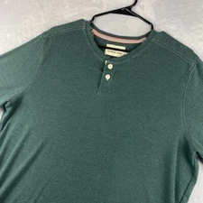 Normal Brand Shirt Mens Large Green Puremeso Henley Long Sleeve Raglan