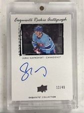 2022 UD EXQUISITE COLLECTION JURAJ SLAFKOVSKY '03 TRIBUTE ROOKIE AUTO RC /49