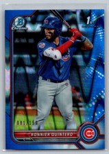 2022 Bowman Chrome #BCP-124 Ronnier Quintero Blue Raywave Refractor 081/150 CUBS