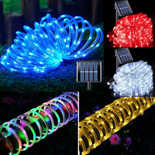 Led Solar Rope Fairy String Strip Lights Outdoor Garden Patio Backyard Pool